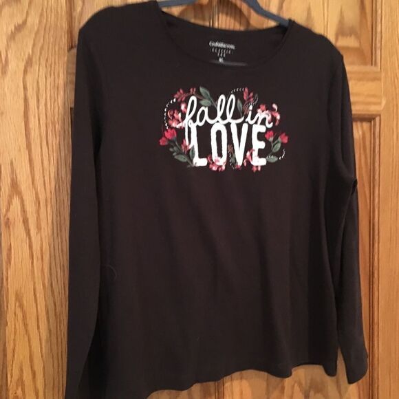 Croft & Barrow brown long sleeve blouse - Picture 1 of 4